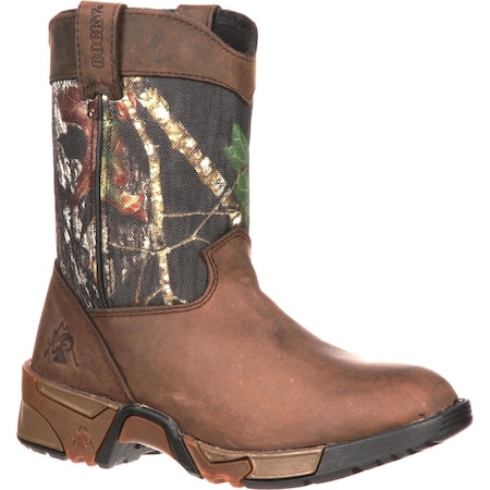 Rocky Aztec, Youth Kids Wellington Boot, 4 M, Leather, Textile, 6 in Height, Mossy Oak Break Up Infinity FQ0003639